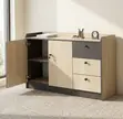 Executive Office Credenza with Drawers - Brown Wood - 4