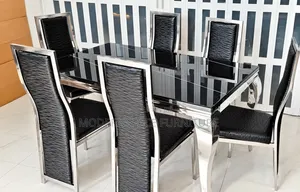 Seti ya Meza ya Kulia Nyeusi ya Viti 6