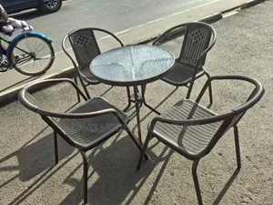Rattan & Glass Top Table Set - 4 Seater Outdoor Patio