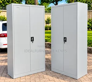 Boss Office Products 2-Door Steel Office Cabinet - Light Grey