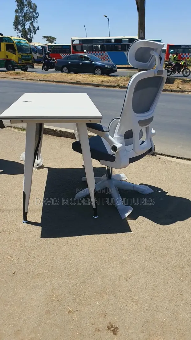 Simple Modern Office Desk with Ergonomic Chair - 1