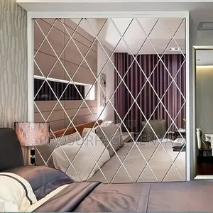 Diamond Wall Mirror Acrylic - 36 Piece Silver Pack
