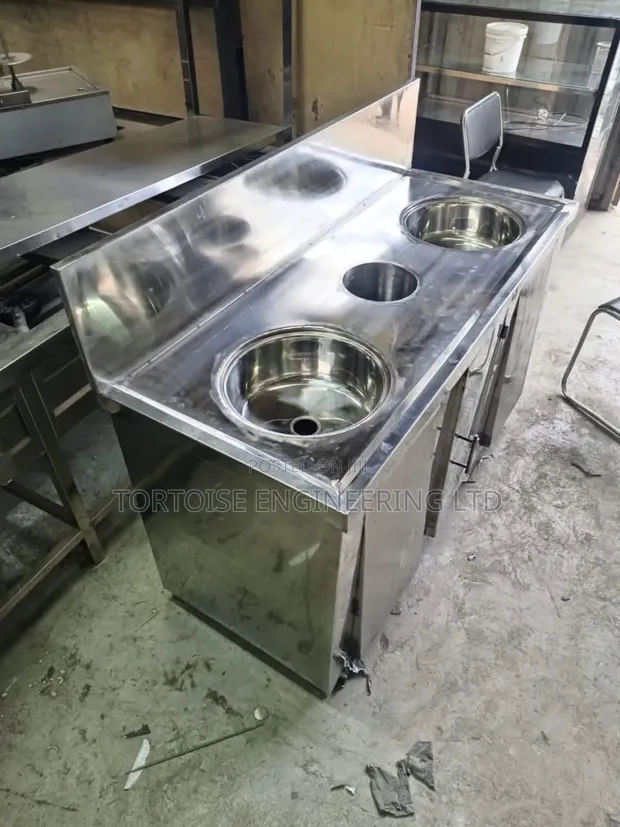 Stainless Steel Commercial Hand Washing Station Sink - Two Bowls - 1