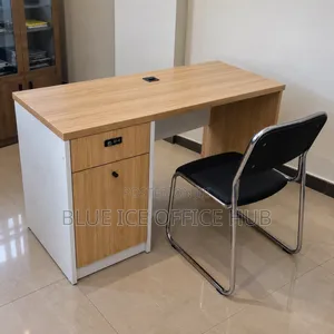 Modern Office Desk with Drawers - Wooden Workstation