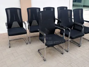 Kiti cha Ofisi cha Mgeni na Mkutano cha Premium Mesh - Nyeusi