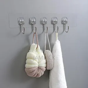 5-in-1 Strong Adhesive Wall Hooks - Transparent