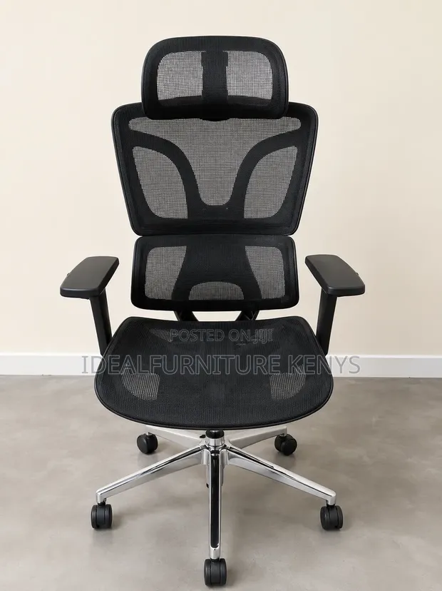 Kiti cha Ofisi cha Ergonomic cha Mesh chenye Kichwa na Msaada wa Kiuno - 1