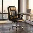 Black Leather Secretary Chair - 5