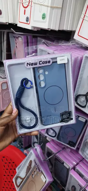 Kesi ya Bluu ya Magnetic na Lanyard ya Mkono kwa Samsung Galaxy S25 FE