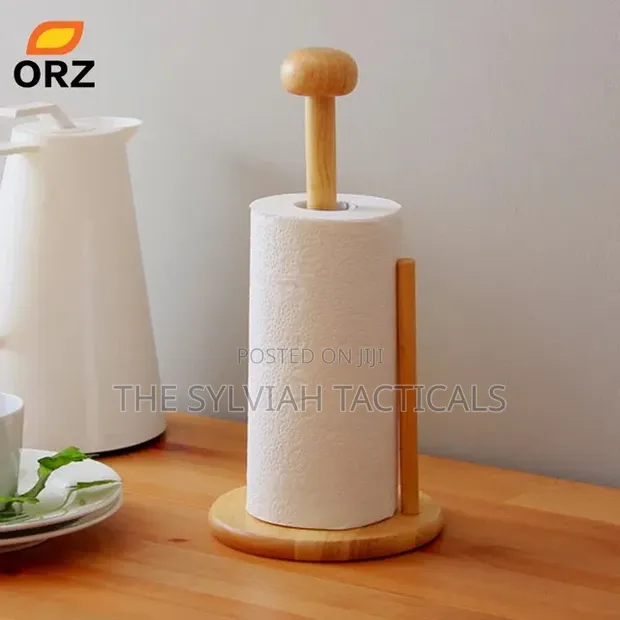 Bamboo Wood Vertical Tissue Holder - 1