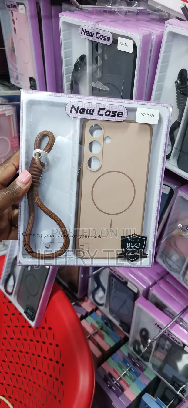 Kesi ya Brown MagSafe na Lanyard kwa Samsung Galaxy S24 Plus - 1