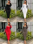 Off Shoulder Bodycon Mesh Dresses - 1