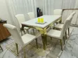 Hilant Furniture White & Gold Marble 6-Seater Dining Set - 2