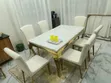 Hilant Furniture White & Gold Marble 6-Seater Dining Set - 4
