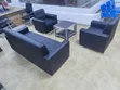Seti ya Sofa Nyeusi ya Ngozi ya Viti 5 kwa Ofisi (3+1+1) - 1