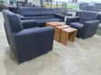 Seti ya Sofa Nyeusi ya Ngozi ya Viti 5 kwa Ofisi (3+1+1) - 5