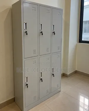6-Door Steel Locker Cabinet - Lockable Office Storage