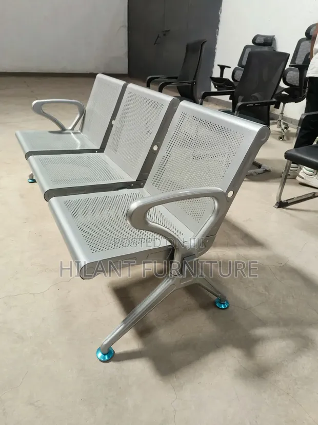Heavy-Duty Steel 3-Seater Reception Bench - 1
