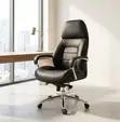 Swivel Leather Office Chair - Black - 2
