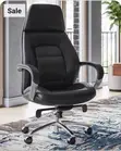 Swivel Leather Office Chair - Black - 3