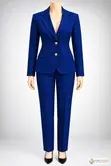 Elegant 2-Piece Pinstripe Trouser Suit - Navy Blue - 1