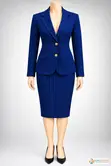 Elegant 2-Piece Pinstripe Trouser Suit - Navy Blue - 2
