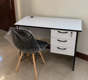 Office Desk with 3 Drawers - White Computer Workstation