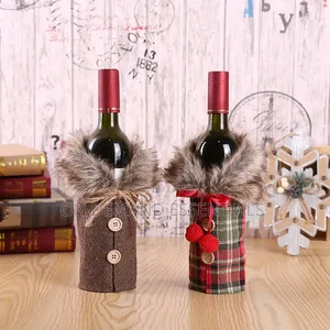 Christmas Wine Bottle Cover - Red, Brown