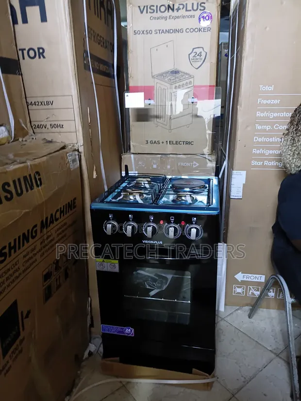 Vision Plus 3+1 Freestanding Cooker 50x50 - Black - 1