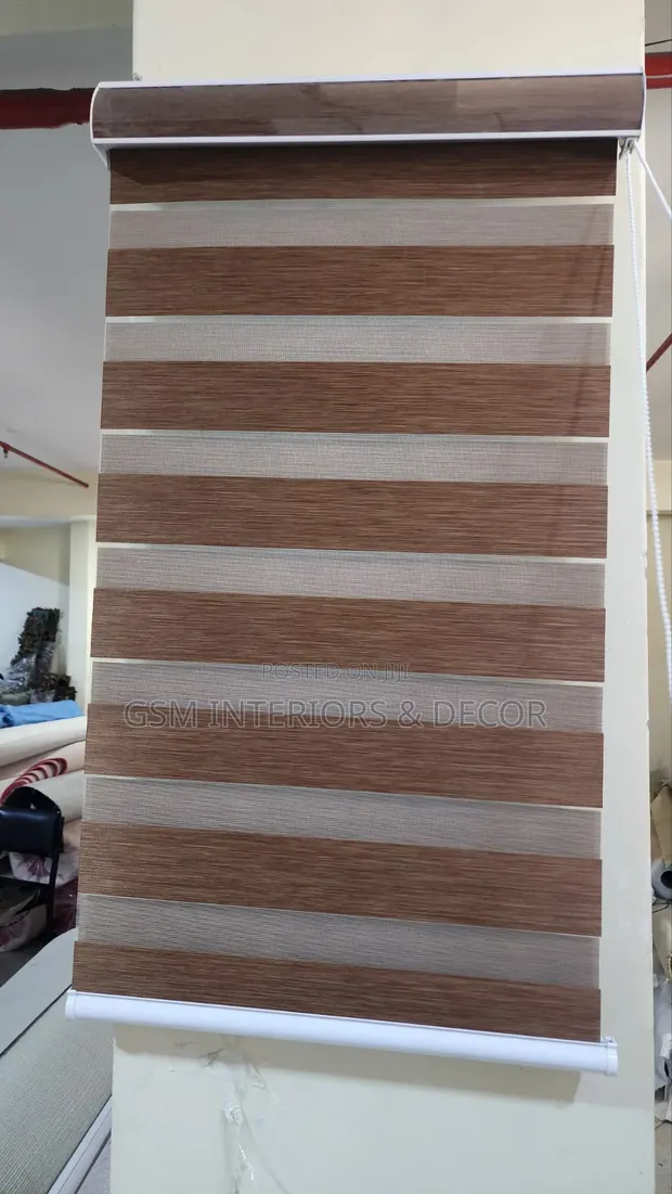 Zebra/Roller Blinds za Mlalo kwa Jiko na Ofisi - Brown - 1