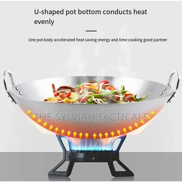 Heavy Gauge Aluminum Two-Sided Handle Wok Frying Pan - 1
