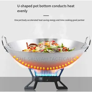 Heavy Gauge Aluminum Two-Sided Handle Wok Frying Pan