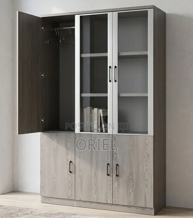 Wooden 3-Door Office File Storage Unit - 1