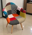 Kiti cha Kisasa cha Patchwork - Kiti cha Kupumzika chenye Rangi - 5