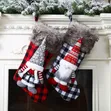 Kifuko cha Krismasi cha Buffalo Plaid chenye Gnome & Mkono wa Manyoya - 1