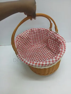 Picnic Outdoor/Shopping Basket with Cloth - Rattan