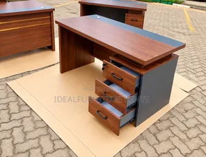 Modern Executive Office Desk with 3-Drawer Pedestal