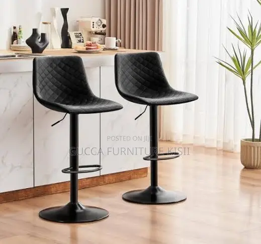 Leather Swivel Barstool with Ergonomic Backrest - 1