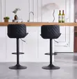 Leather Swivel Barstool with Ergonomic Backrest - 2