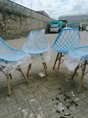 Eames Style Plastic Mesh Chair - Light Blue