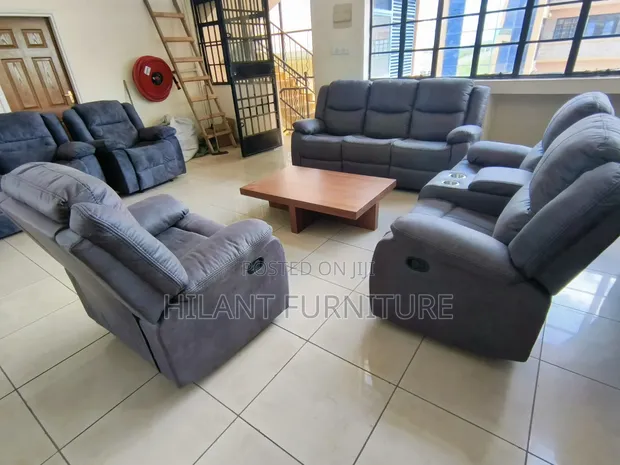 Premium Fabric 6 Seater Recliner Sofa Set - 1