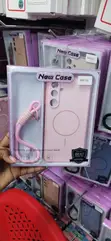 Pink MagSafe Silicone Case with Wrist Strap for Samsung Galaxy A16 - 1