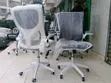 Modern Ergonomic Office Chair - White Frame / Grey Mesh - 2