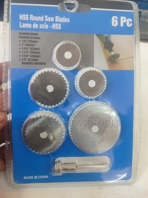 6-Piece HSS Round Saw Blade Set with Mandrel - 1