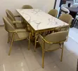 Unique Six-Seater Marble Dining Table Set - 2
