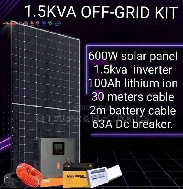 1.5kVA Hybrid Solar System - 100Ah Lithium Battery - 1