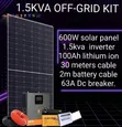 1.5kVA Hybrid Solar System - 100Ah Lithium Battery - 1