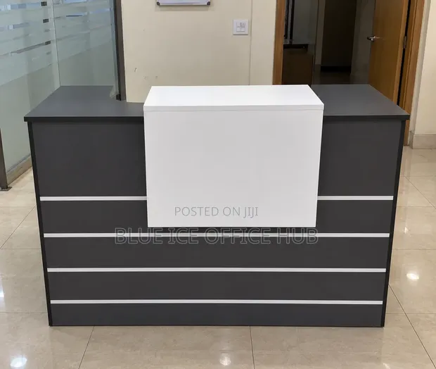 Grey Office Reception Counter - Modern Front Desk - 1