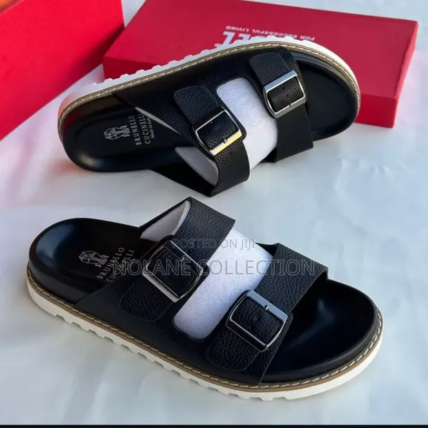 Brunello Men's Leather Sandals - 1