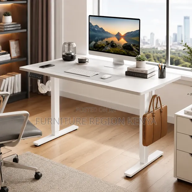 Electric Height-Adjustable Desk, White - 1